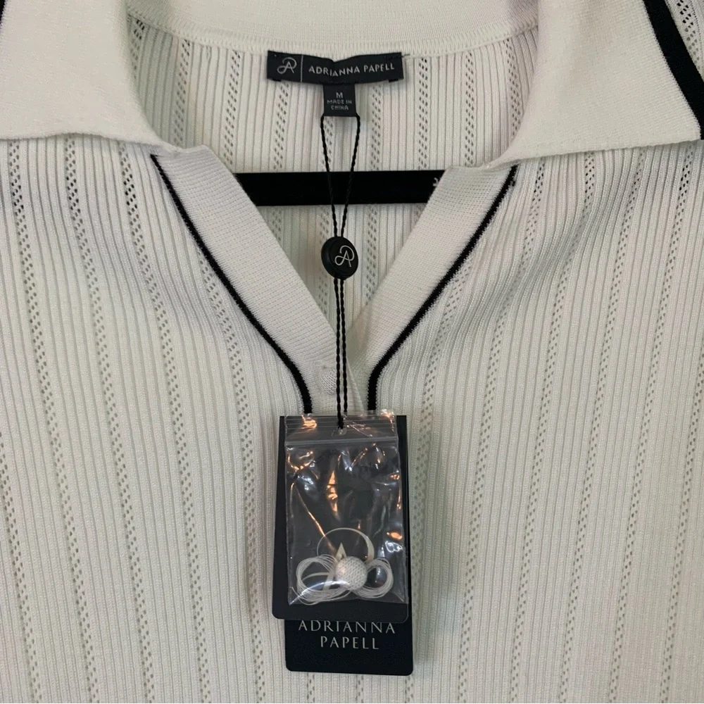 NWT Adrianna Papell Textured Knit Polo Top, Size M - Picture 4 of 10